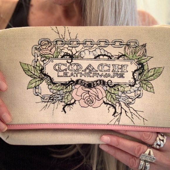 COACH RARE PARKER FOLDOVER TATTOO CLUTCH BAG - Picture 2 of 9